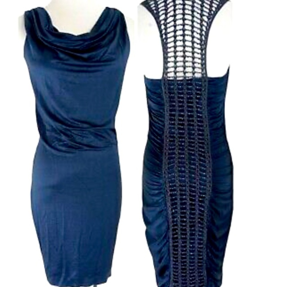 Bebe Midi Ruched Bodycon Dress size Medium